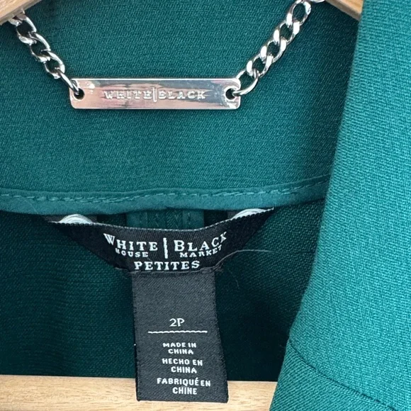 White House Black Market Deep Green Zip-Front Ponte Blazer - Picture 2 of 5